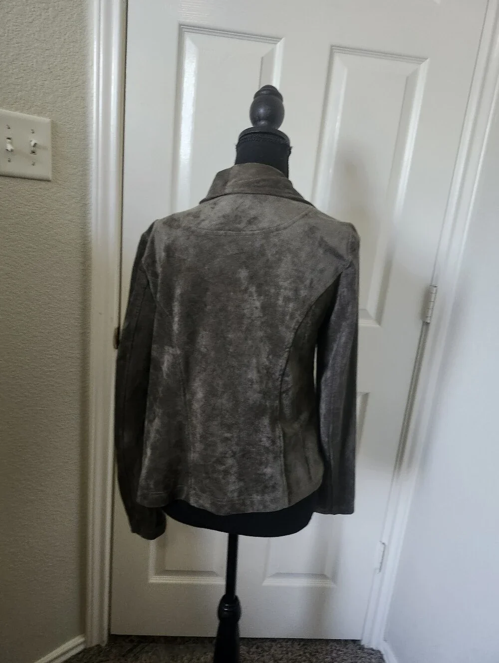 Lulu's Taupe Gray Suede-Look Asymmetrical Draped Jacket